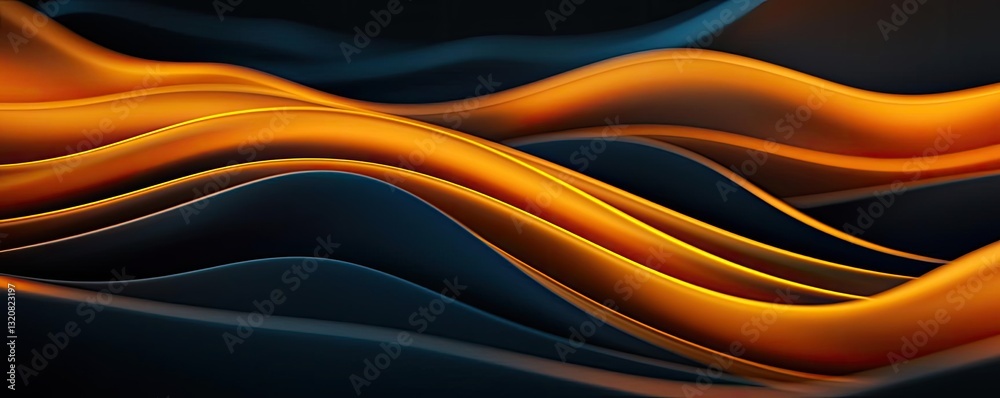 Poster 3D abstract art background concept. Abstract wave patterns in orange and blue create a dynamic visual experience.