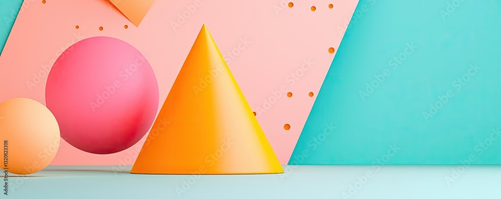 Aufkleber Geometric pattern design abstract background idea. Vibrant geometric shapes creating a modern and playful abstract composition.