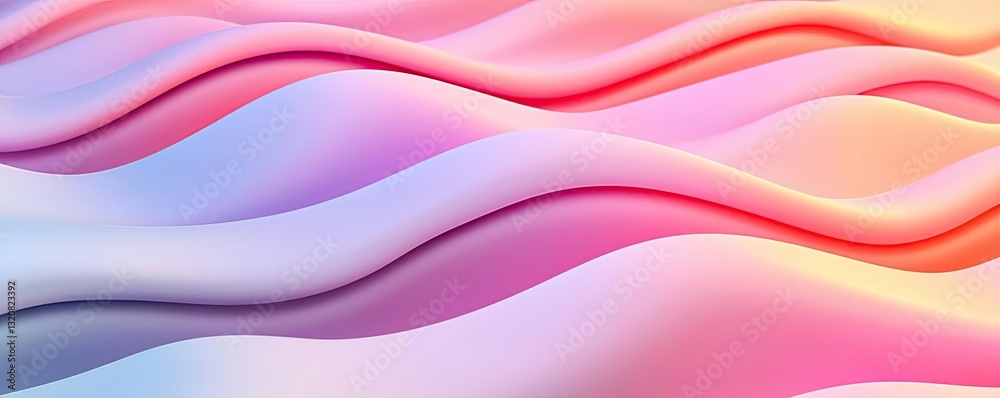 Poster 3d abstract art background concept. a vibrant wavy background in soft pastel colors for creative des