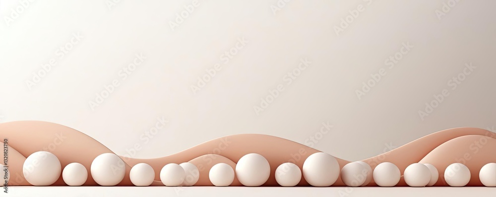 Poster Geometric pattern design abstract background idea. Abstract composition of soft shapes and spheres in a minimalist setting.