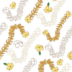 Hawaiian puakenikeni Seamless flower necklace illustration drawing © Manjurul