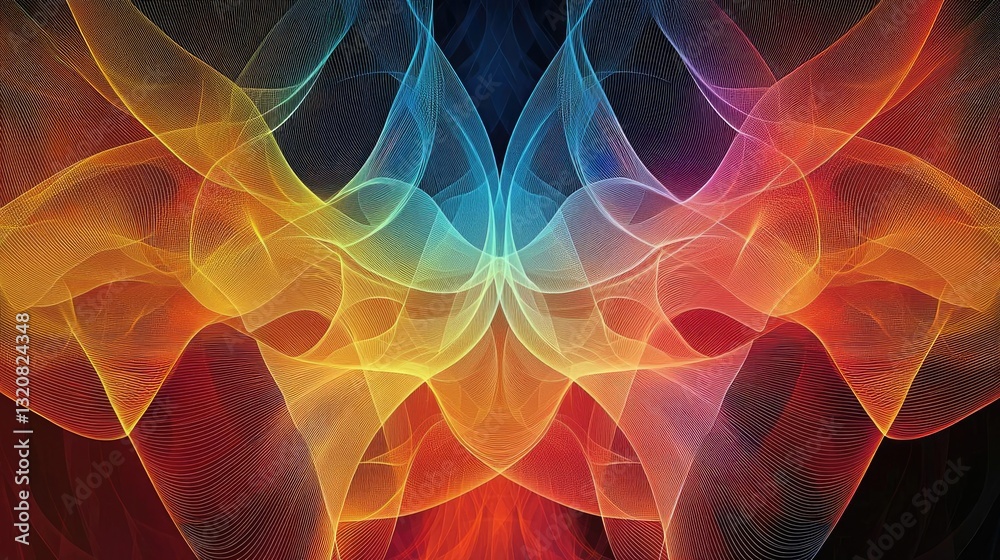 Poster Geometric pattern design abstract background idea. An abstract colorful design featuring vibrant digital waves and flowing shapes.