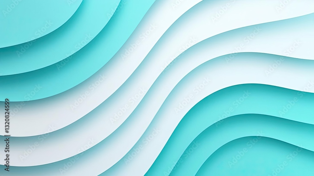 Poster Geometric pattern design abstract background idea. Abstract layered waves in soothing blue tones, ideal for backgrounds and designs.