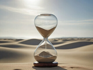 An Image of Sleek Glass Hourglass with White Sand