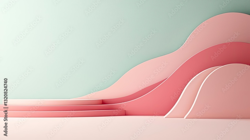 Poster Geometric pattern design abstract background idea. Stylish abstract shapes in soft colors for modern design and creative concepts.