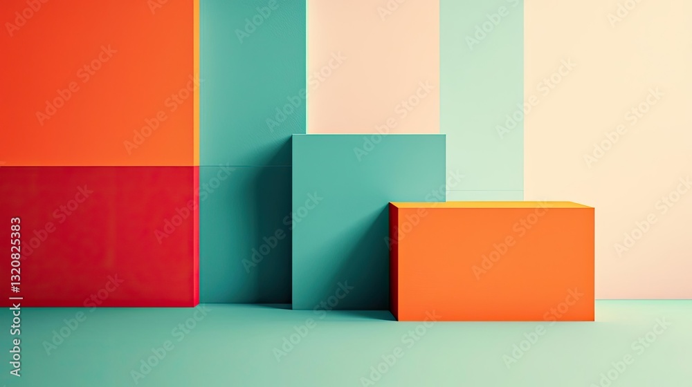 Aufkleber Geometric shapes illustration abstract background idea. Abstract geometric shapes creating a vibrant and colorful composition.