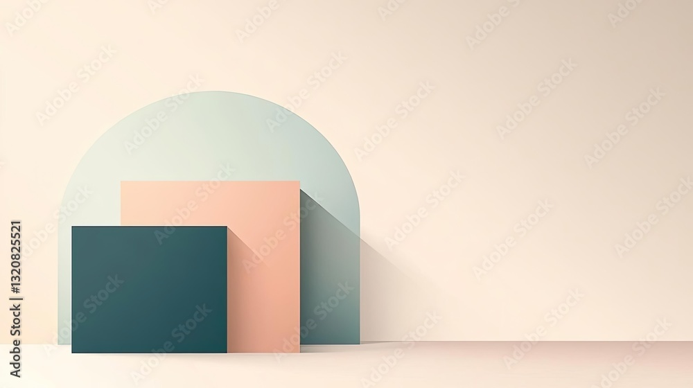 Aufkleber Geometric shapes illustration abstract background idea. Abstract composition of geometric shapes with soft pastel colors on a minimal background.
