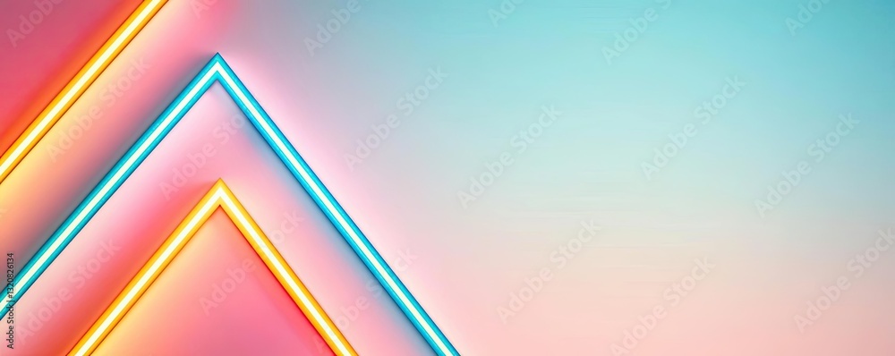 Poster Geometric shapes illustration abstract background idea. Colorful neon abstract background with geometric patterns and soft gradients.