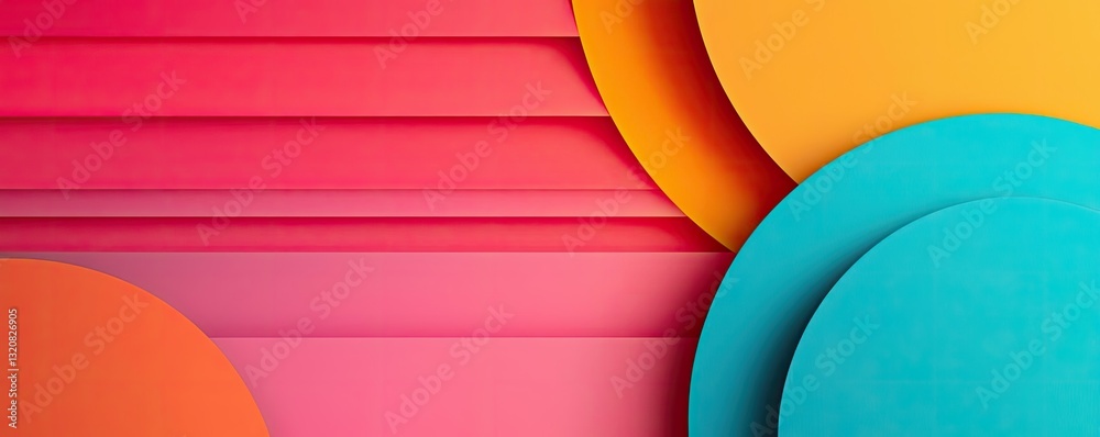Poster Geometric pattern design abstract background idea. Vibrant abstract background with layered shapes in bright colors and smooth gradients.