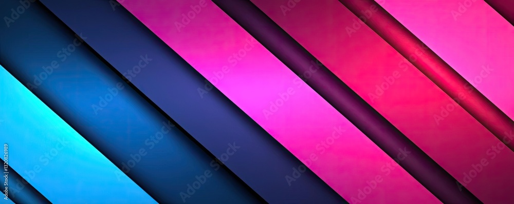 Poster 3D abstract art background concept. Vibrant abstract pattern of diagonal lines in shades of blue and pink.