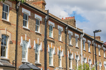 Row of English terraced houses in Crouch End, London