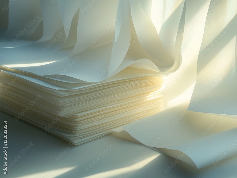 Poster a stack of papers sitting on a table
