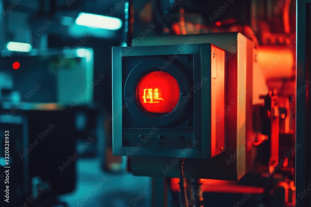 Poster a traffic light with a red light on it, suitable for use in scenes about traffic control or road saf