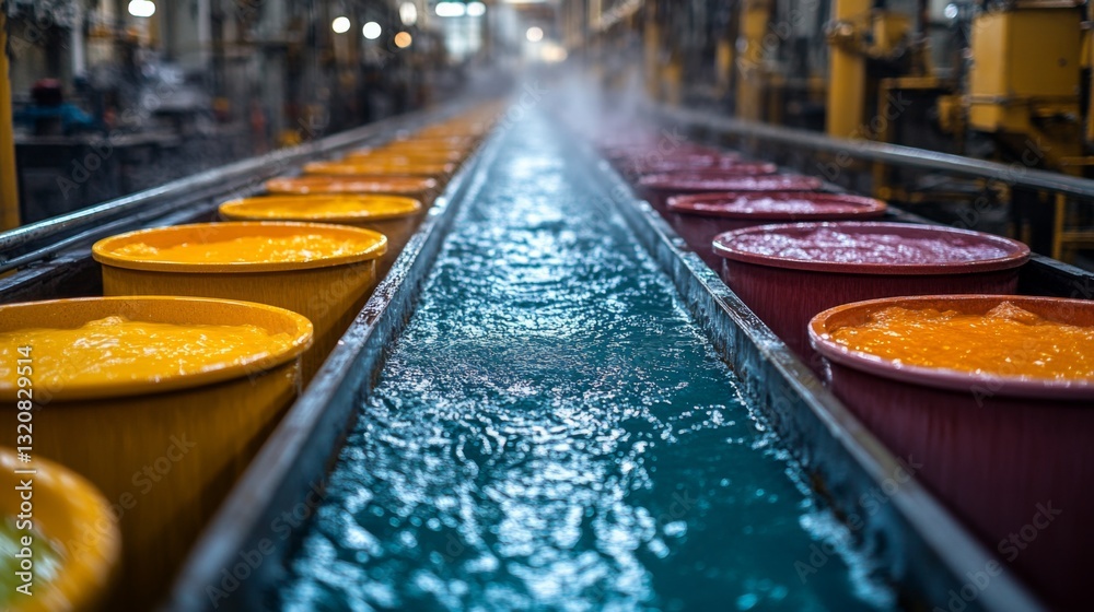 Leinwandbilder automated systems in a petrochemical refinery showcase vibrant colored solutions flowing through pro