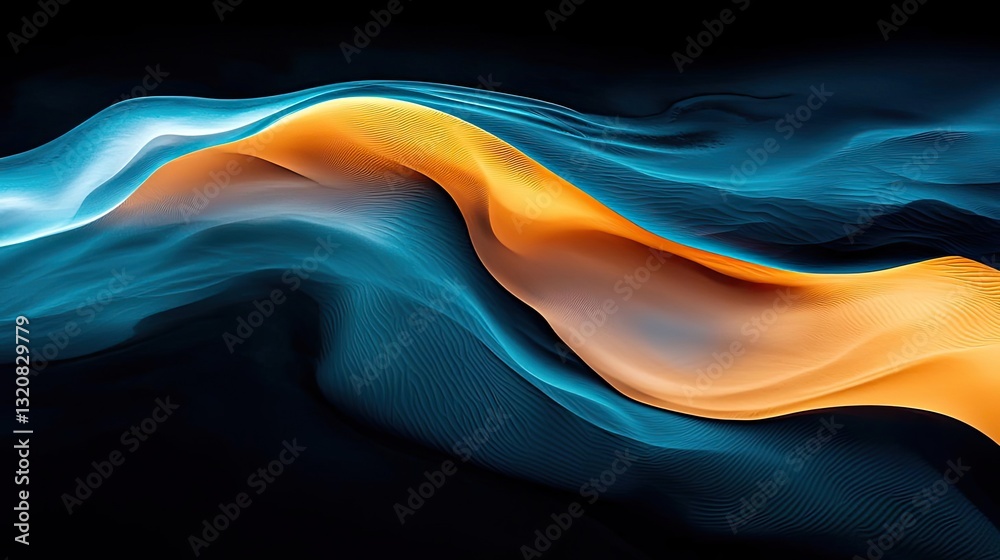 Poster Aerial landscape abstract background idea. Abstract flowing waves in vibrant colors creating a dynamic visual effect.