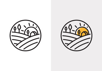 simple farm vector line icon. Simple element illustration. Farming and farmer icon for your design. Farming logo design with simple line design style