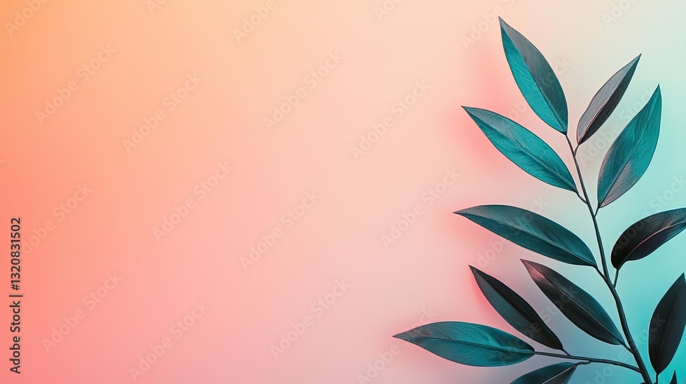 Poster geometric shapes illustration abstract background idea. elegant green leaves against a soft gradient
