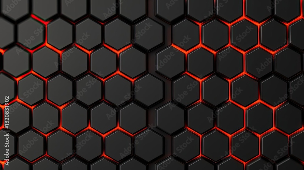 Poster Geometric shapes illustration abstract background idea. Stylish hexagonal pattern design with glowing edges for modern visuals.