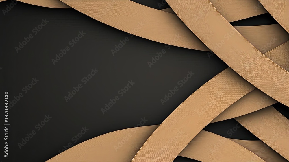 Poster Geometric shapes illustration abstract background idea. Abstract design featuring layered brown shapes on a dark background.