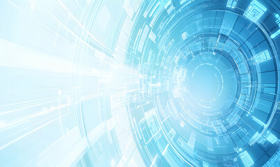 Obraz premium Light blue gradient in an abstract tech backdrop, creating a soothing futuristic ambiance with radial effects.