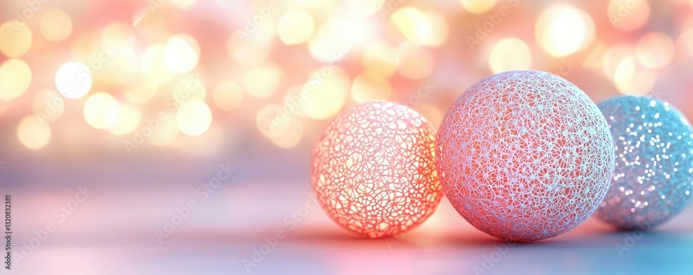 Aufkleber 3d abstract art background concept. softly glowing textured balls create a dreamy ambiance in a fest