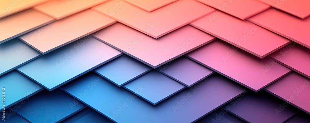 Poster Geometric shapes illustration abstract background idea. Colorful layered patterns with vibrant shades create a modern abstract design.