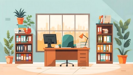 Vector corporate workspace illustration