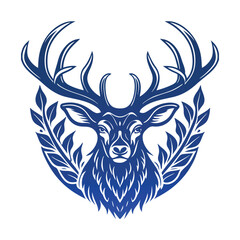 a minimalist modern deer head logo with symmetric
