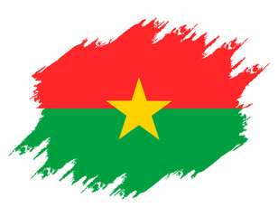 Damaged Burkina Faso flag. Burkina Faso flag with grunge texture. Independence Day. Banner, poster template. National flag Burkina Faso with coat of arms. National flag Burkina Faso drawn in ink.