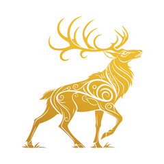 a minimalist modern deer head logo with symmetric