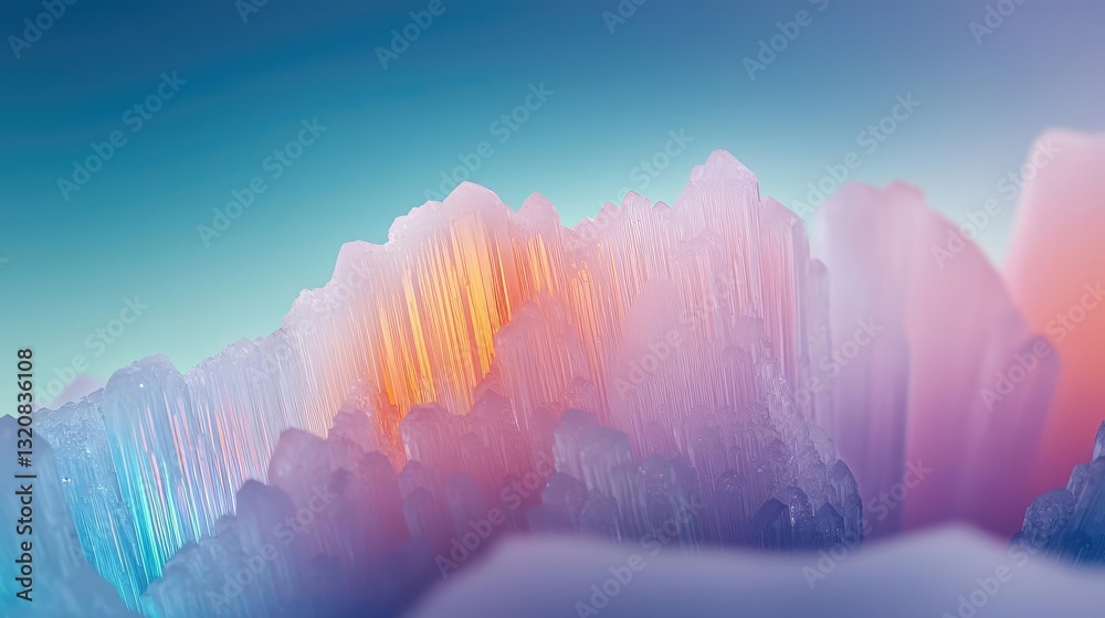 Poster aerial landscape abstract background idea. abstract colorful ice or crystal formations with gradient