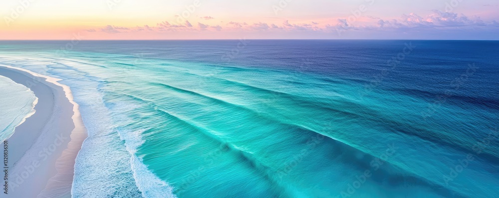 Poster aerial landscape abstract background idea. a serene ocean view at sunset with gentle waves and vibra