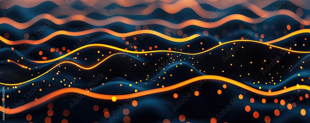 Poster Abstract art background concept. Abstract digital waves with glowing particles in vivid colors for creative designs.
