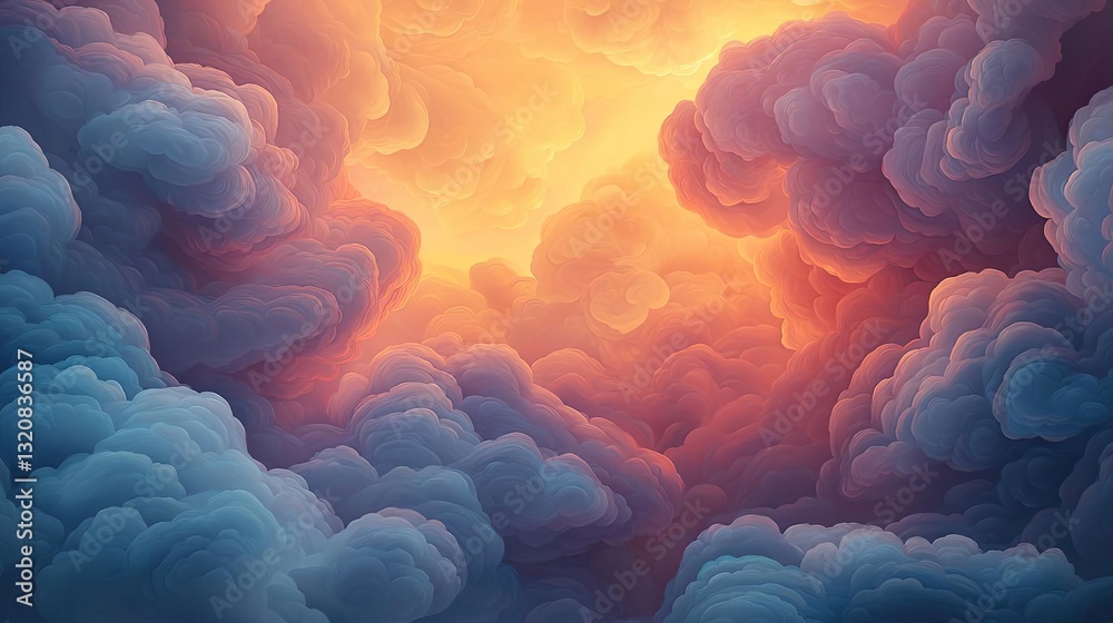 Aufkleber aerial landscape abstract background idea. vibrant clouds illuminated by a warm sunset, creating a m