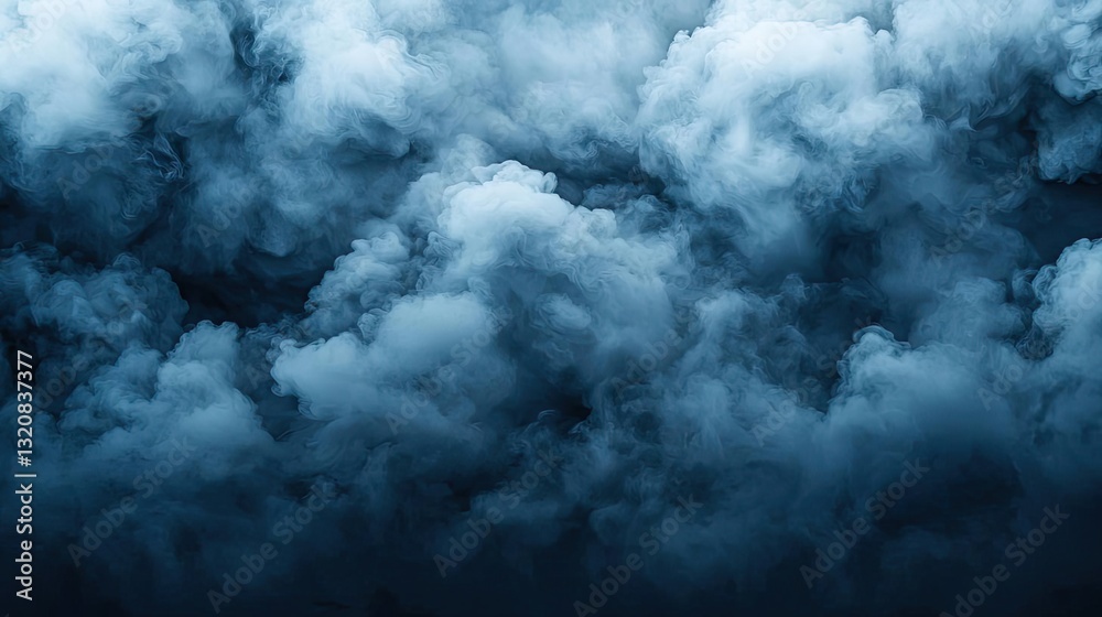 Poster Dramatic nighttime abstract background concept. Dark clouds gather, creating a dramatic sky filled with moody atmospheric textures.