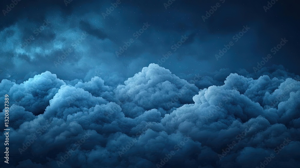 Aufkleber Dramatic nighttime abstract background concept. Dark clouds billow in the sky, creating a moody and dramatic atmosphere.