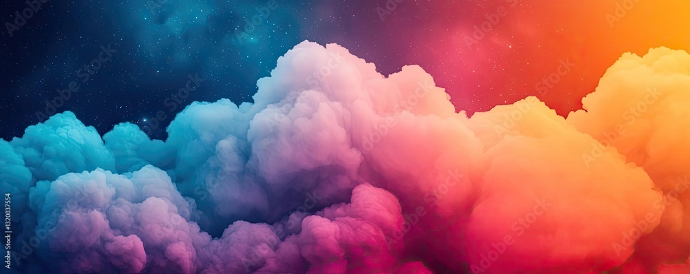 Poster Aerial landscape abstract background idea. Vibrant clouds showcasing a blend of colors in a mesmerizing sky.