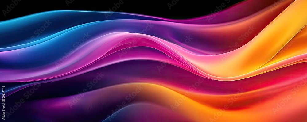 Poster dramatic nighttime abstract background concept. vibrant abstract waves of color flowing seamlessly a
