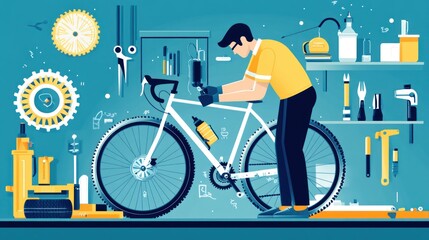 Man repairing bicycle in workshop (4)