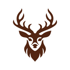 a minimalist modern deer head logo with symmetric