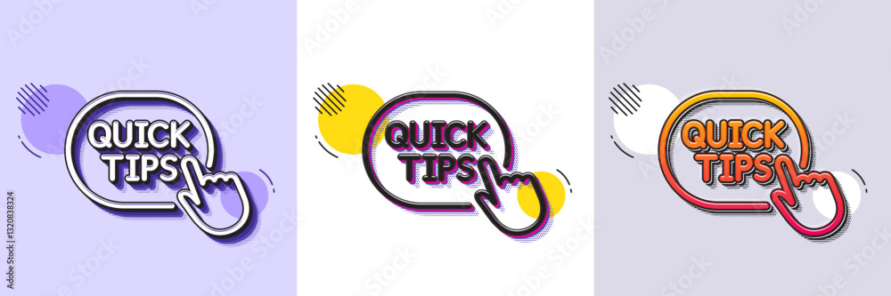 Poster quick tips click line icon. halftone dotted pattern. gradient icon with grain shadow. helpful tricks