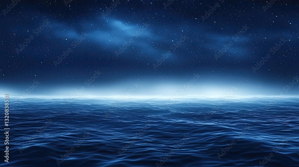 Poster dramatic nighttime abstract background concept. a serene ocean view at night, illuminated by stars a