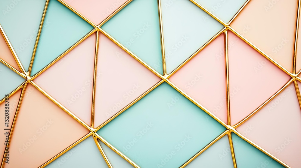 Poster abstract art background concept. a vibrant geometric pattern with pastel colors and golden frames cr