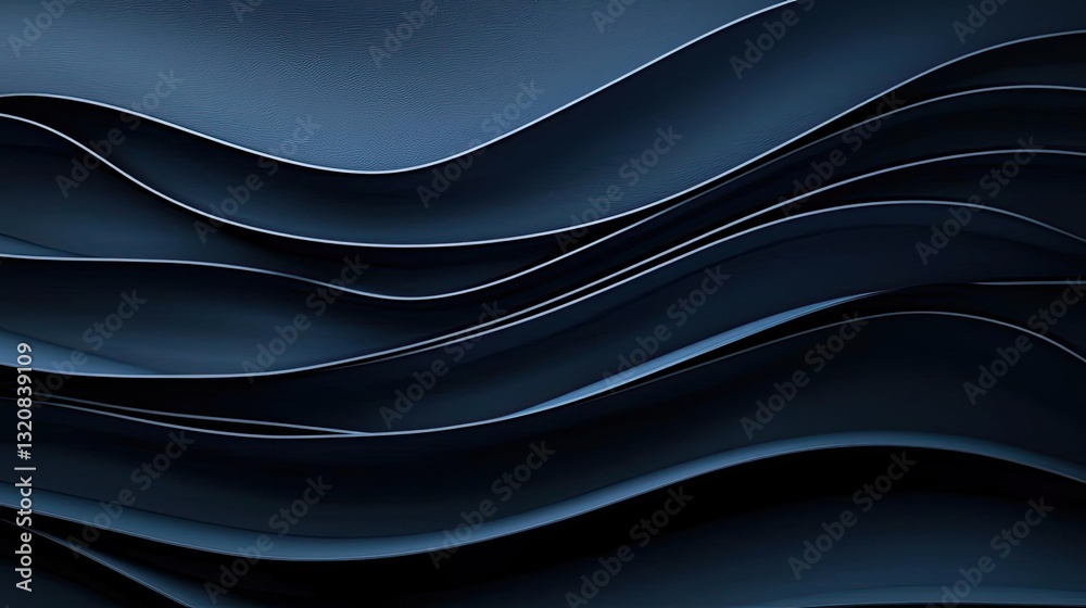 Poster dramatic nighttime abstract background concept. abstract dark blue waves create a smooth, serene bac