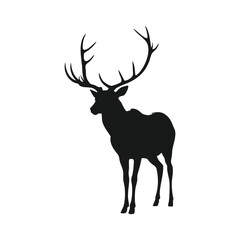 a minimalist modern deer head logo with symmetric