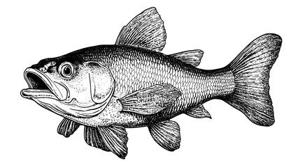 Obraz premium Engraved illustration of a fish design suitable for tattoos or packaging creations