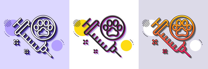 Dog vaccination line icon. Halftone dotted pattern. Gradient icon with grain shadow. Veterinary clinic sign. Pets care symbol. Line dog vaccination icon. Various designs. Vector