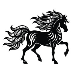 Obraz premium Elegant Horse Silhouette Design, Dynamic Black Stallion Vector for Tattoo and Artwork