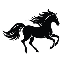 Elegant Horse Silhouette Design, Dynamic Black Stallion Vector for Tattoo and Artwork