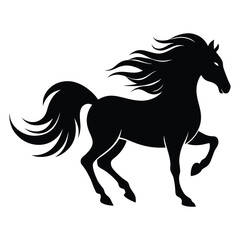 Elegant Horse Silhouette Design, Dynamic Black Stallion Vector for Tattoo and Artwork